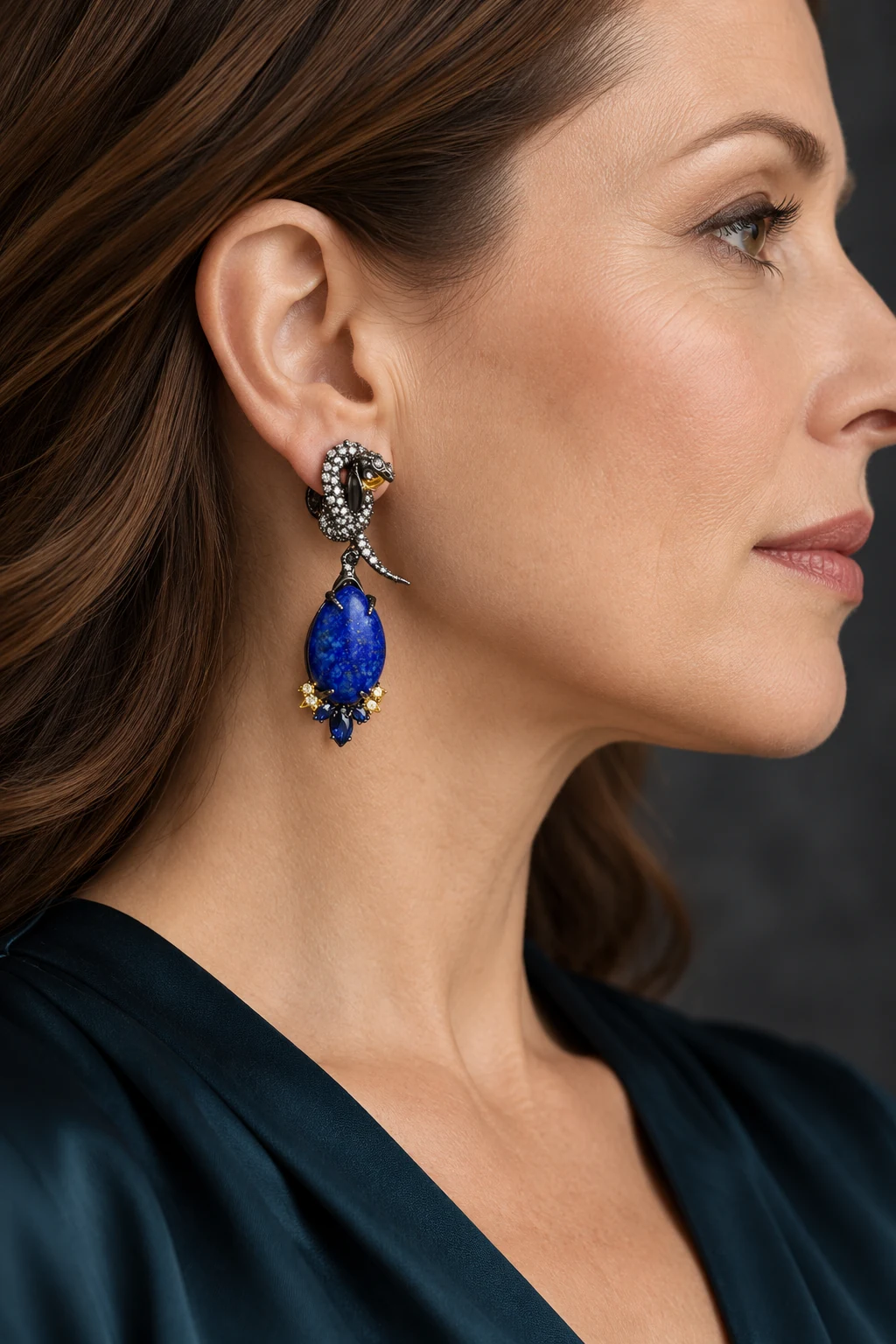 The Avril Fleur Earrings worn on a model — AI-generated styling preview