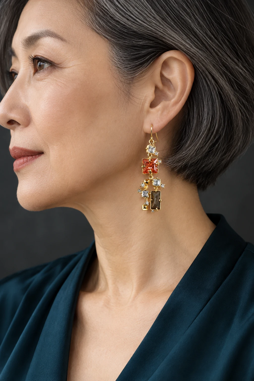 The Zoé Jardin Earrings worn on a model — AI-generated styling preview
