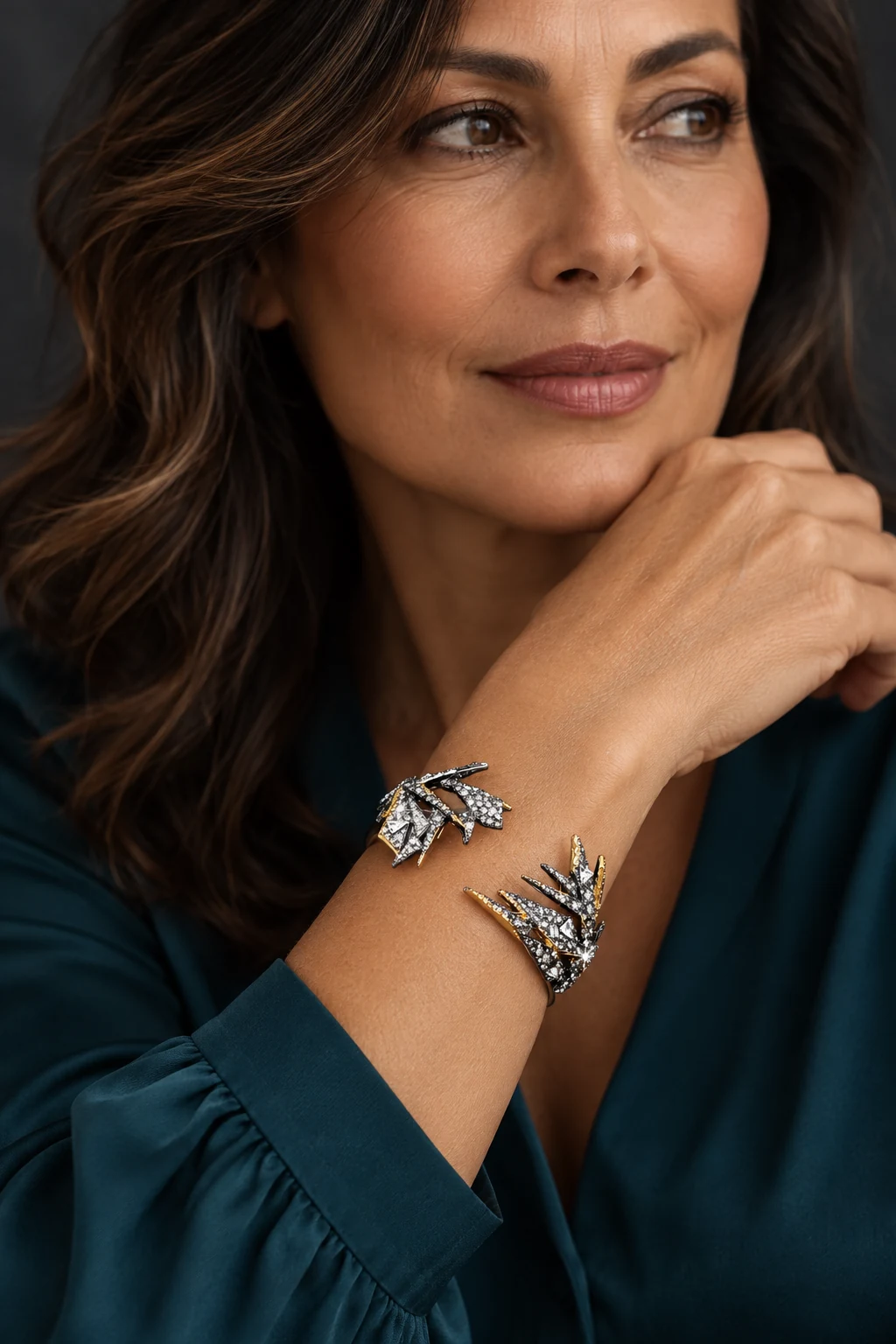 The Gabrielle Fleur Bracelet worn on a model — AI-generated styling preview