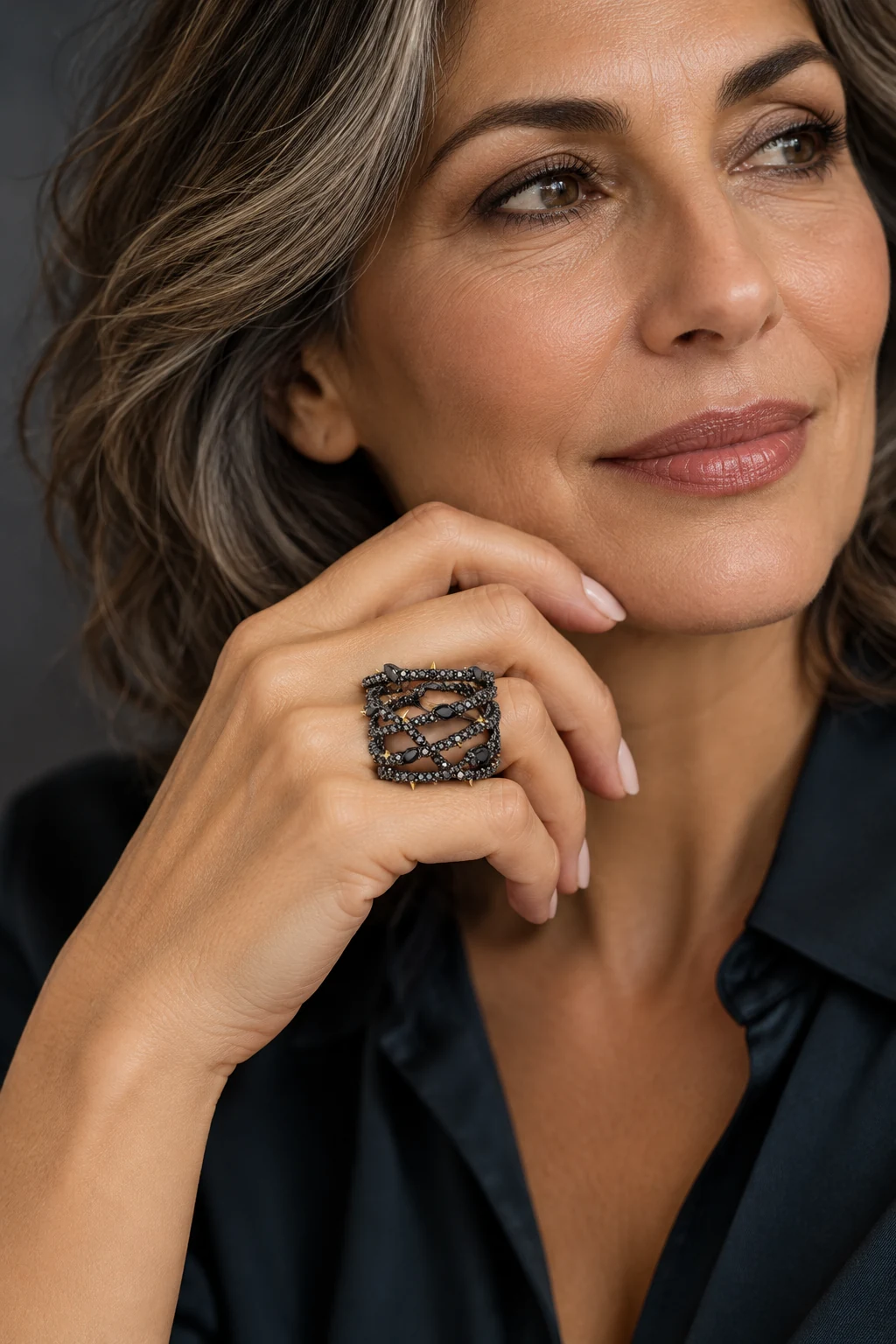 The Camille Muse Ring worn on a model — AI-generated styling preview