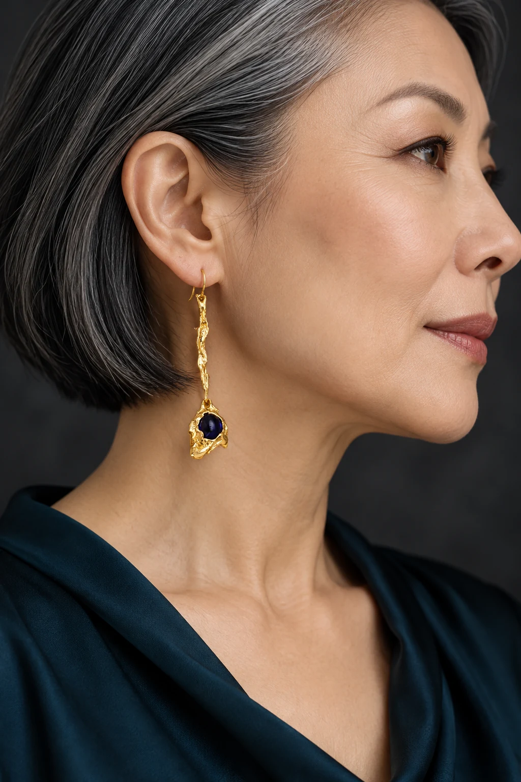 The Clara Promenade Earrings worn on a model — AI-generated styling preview