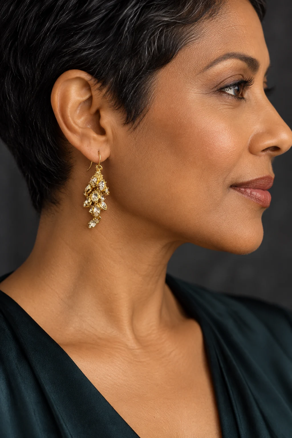 The Renée Serenade Earrings worn on a model — AI-generated styling preview