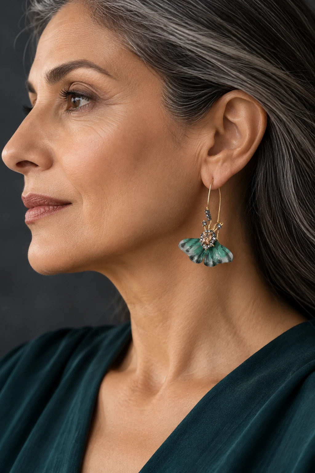 The Émilie Waltz Earrings worn on a model — AI-generated styling preview