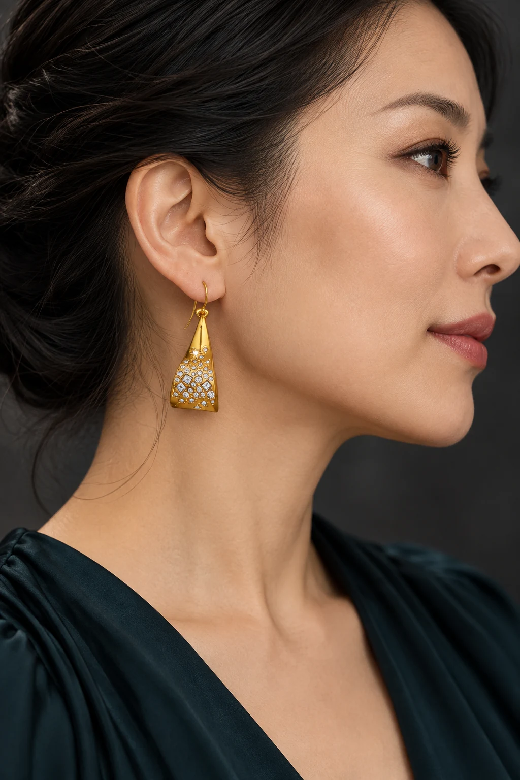 The Véronique Jardin Earrings worn on a model — AI-generated styling preview