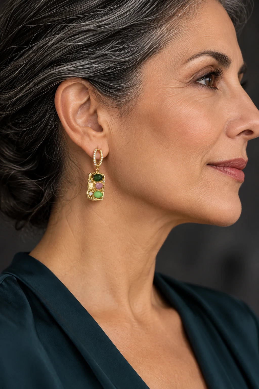 The Ondine Serenade Earrings worn on a model — AI-generated styling preview