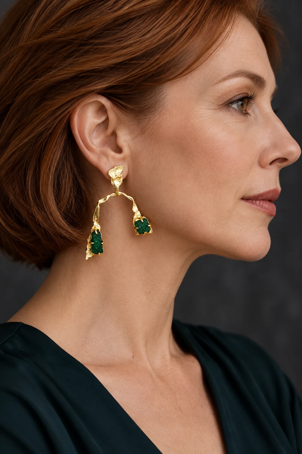 The Coralie Romance Earrings worn on a model — AI-generated styling preview