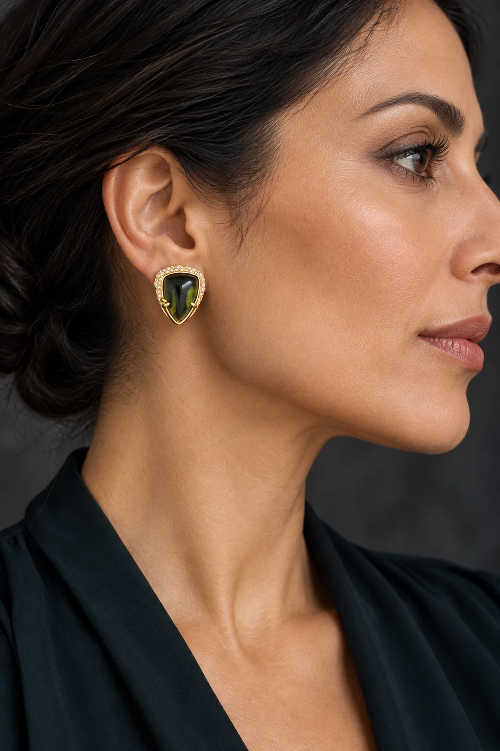 The Sabine Éclat Earrings worn on a model — AI-generated styling preview
