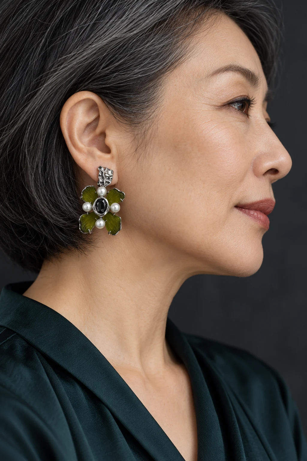 The Fleur Rhapsody Earrings worn on a model — AI-generated styling preview