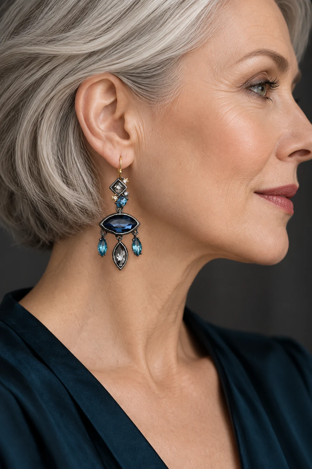 The Jeanne Fable Earrings worn on a model — AI-generated styling preview
