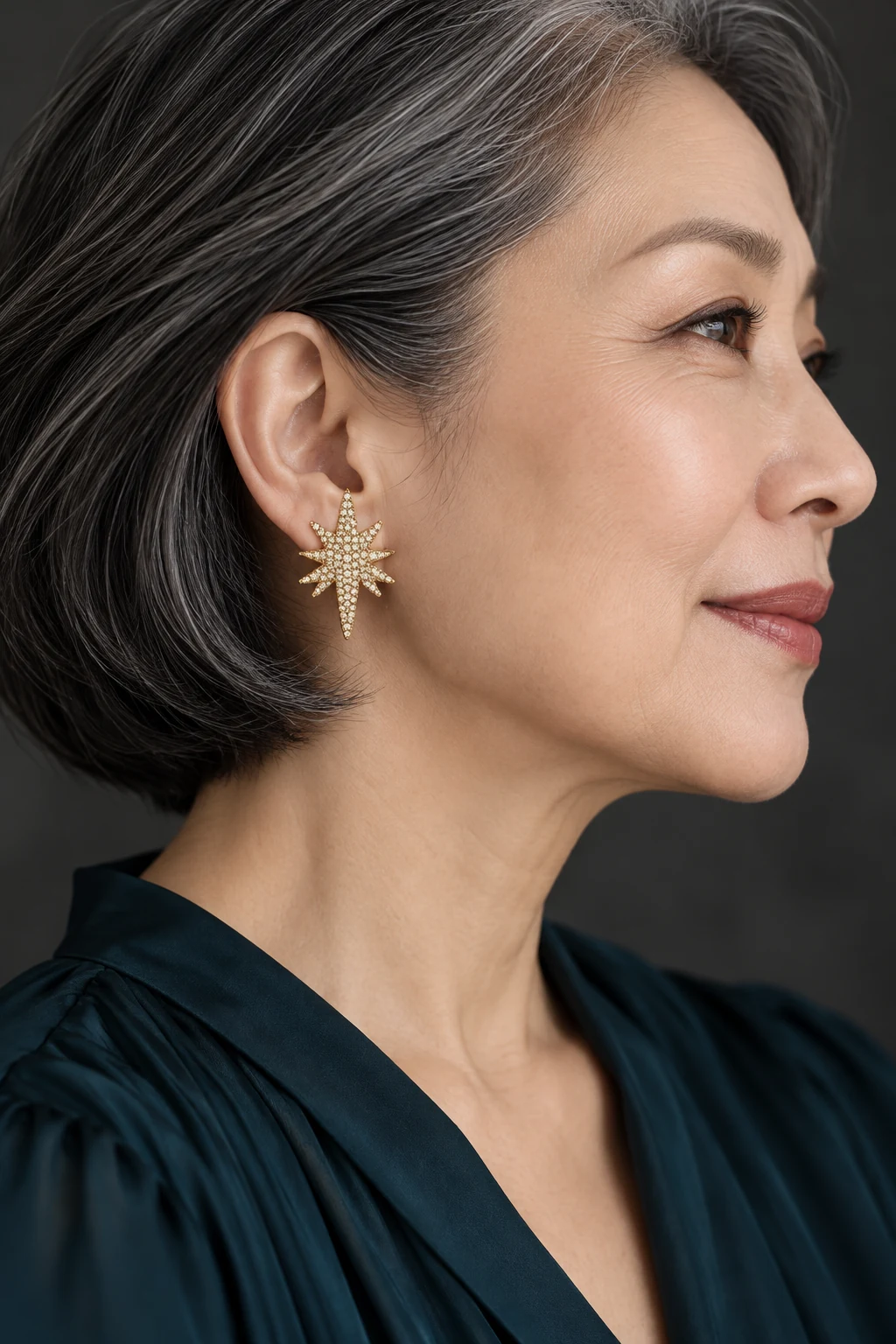 The Cassandre Promenade Earrings worn on a model — AI-generated styling preview