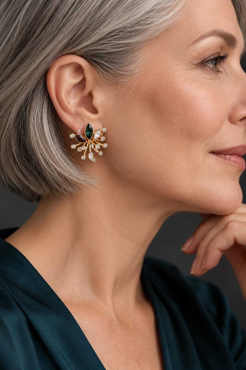 The Florence Jardin Earrings worn on a model — AI-generated styling preview