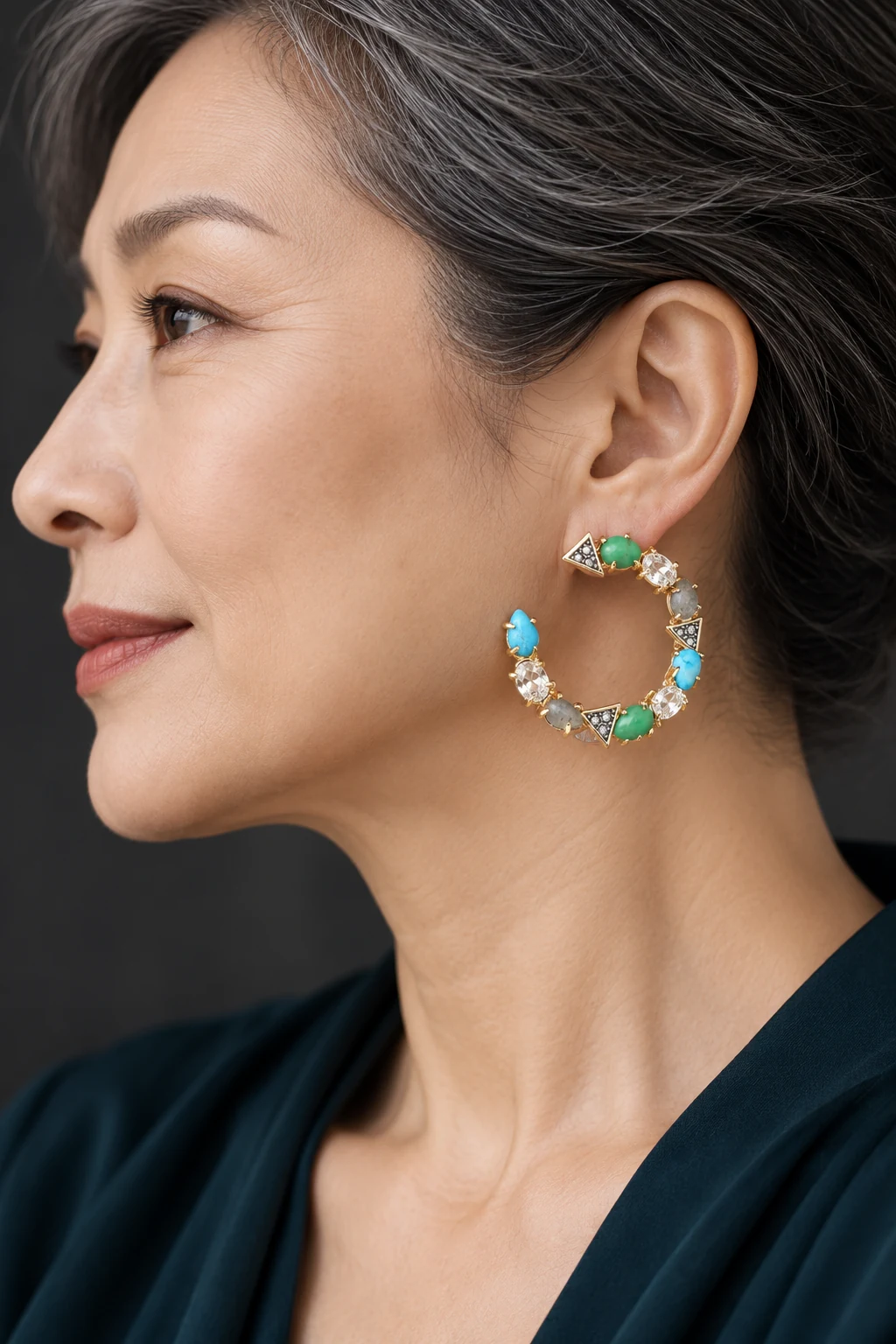 The Adeline Sonata Earrings worn on a model — AI-generated styling preview