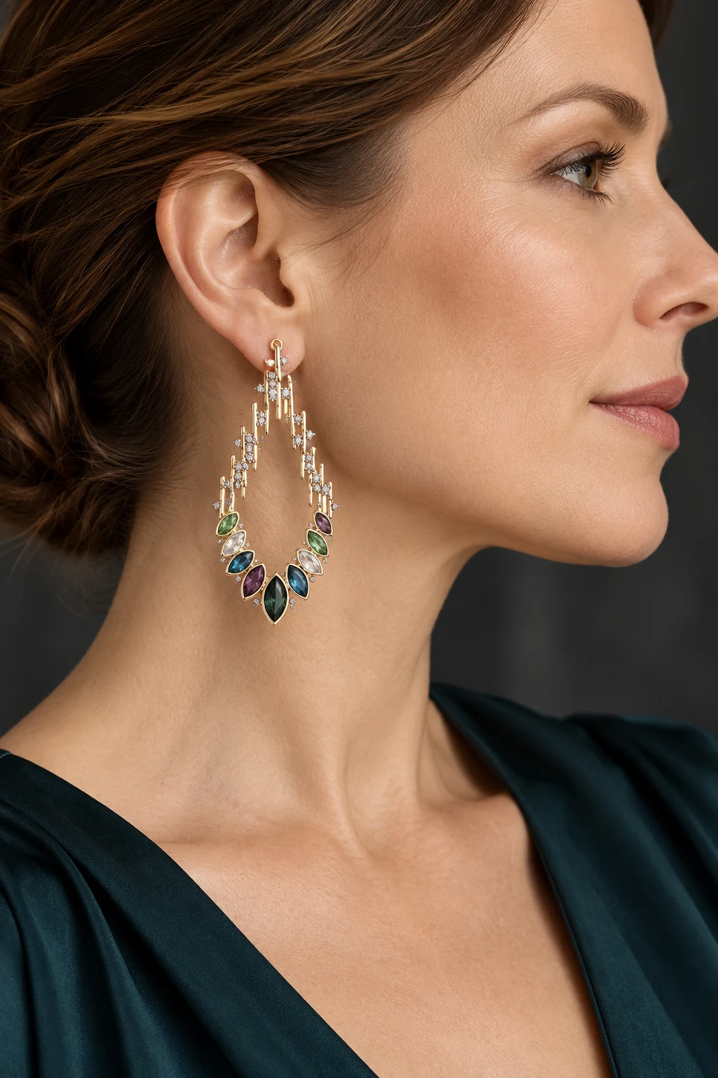 The Élise Muse Earrings worn on a model — AI-generated styling preview