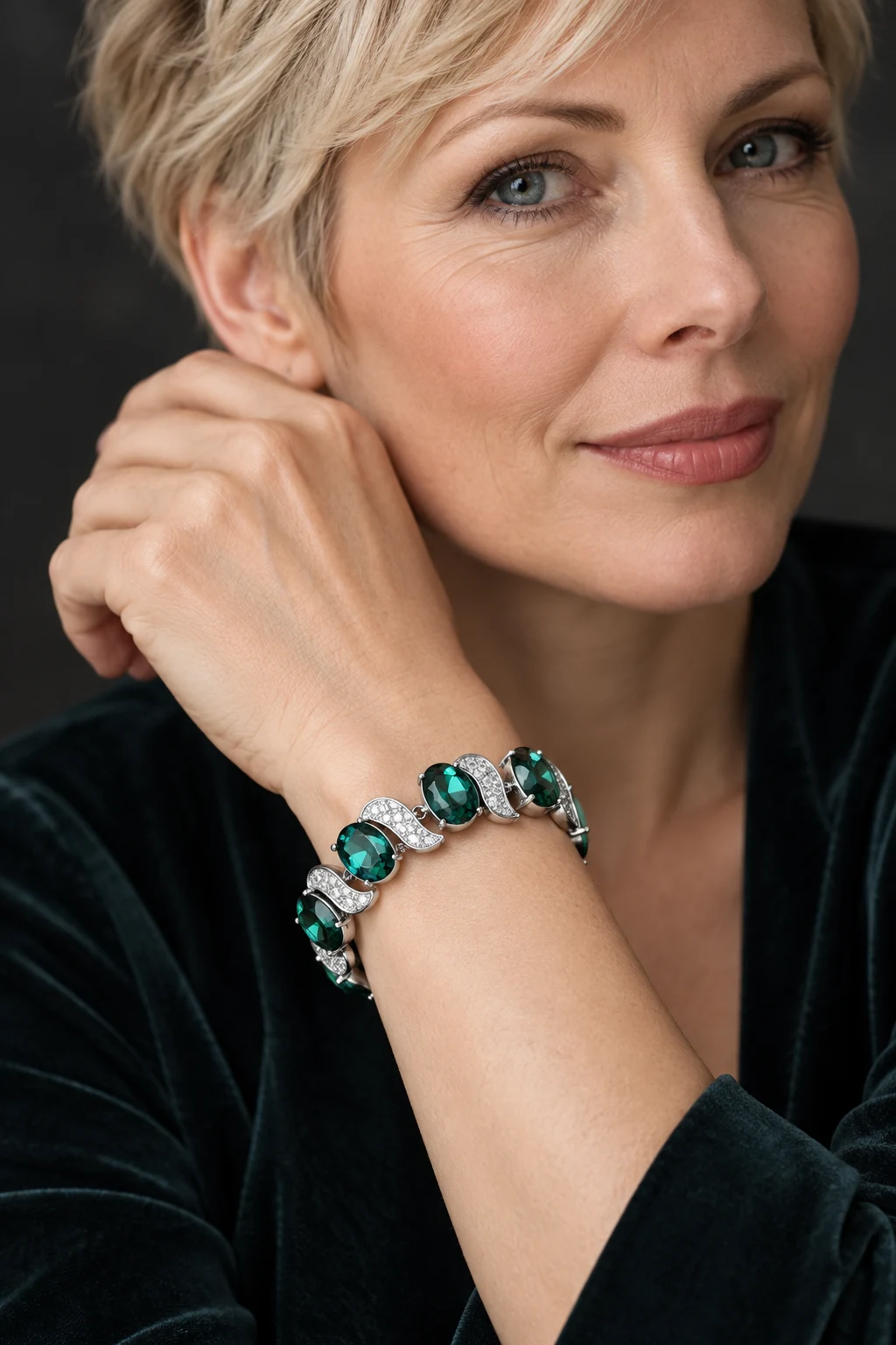 The Evening Rose Bracelet worn on a model — AI-generated styling preview