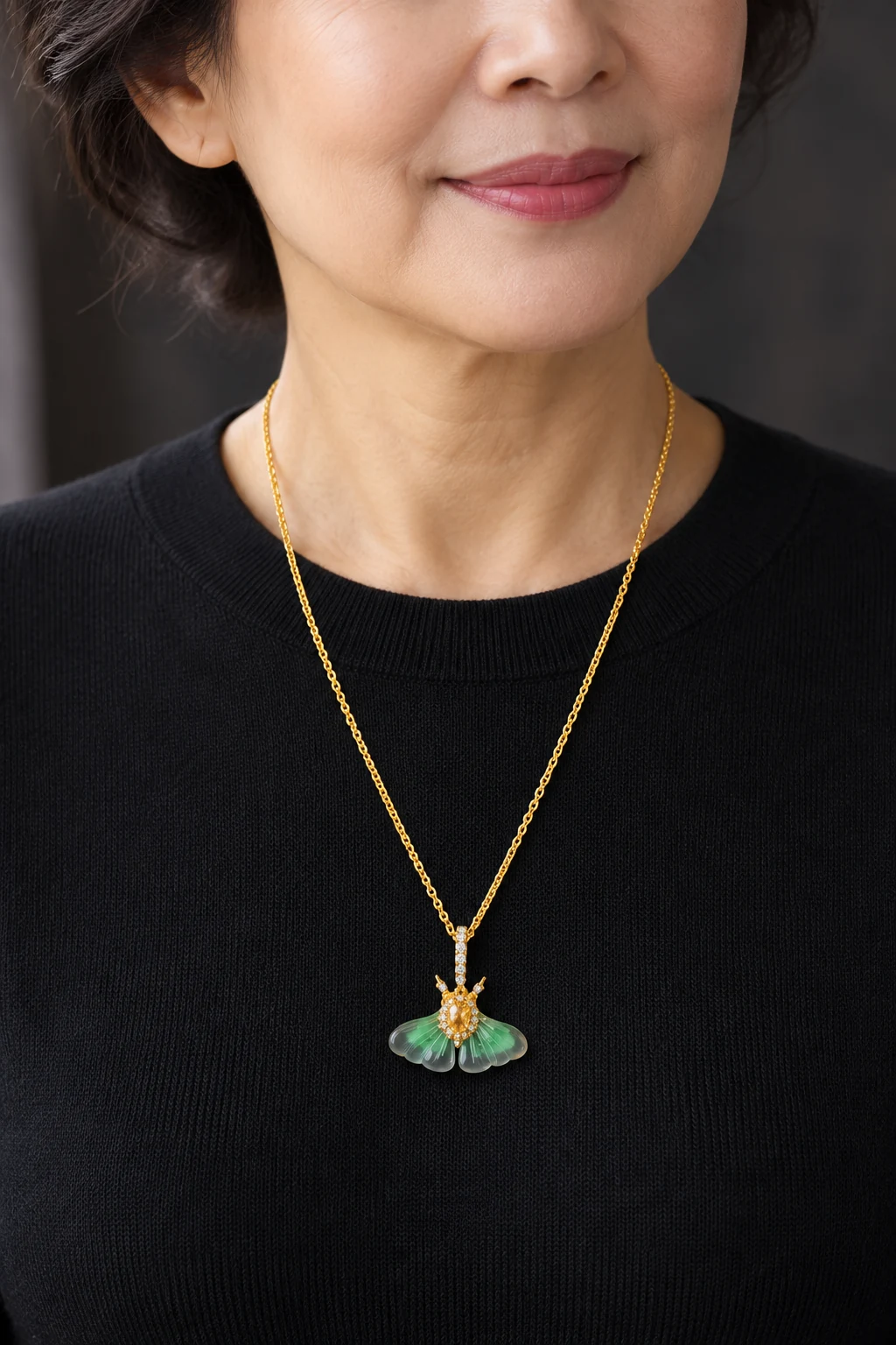 The Suzanne Sonnet Necklace worn on a model — AI-generated styling preview