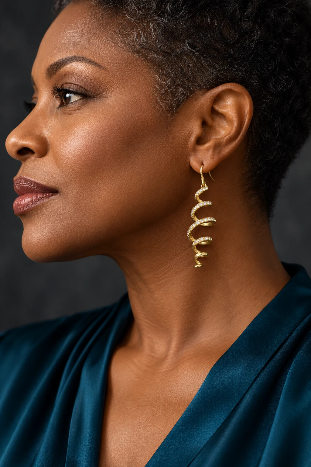 The Sophie Romance Earrings worn on a model — AI-generated styling preview