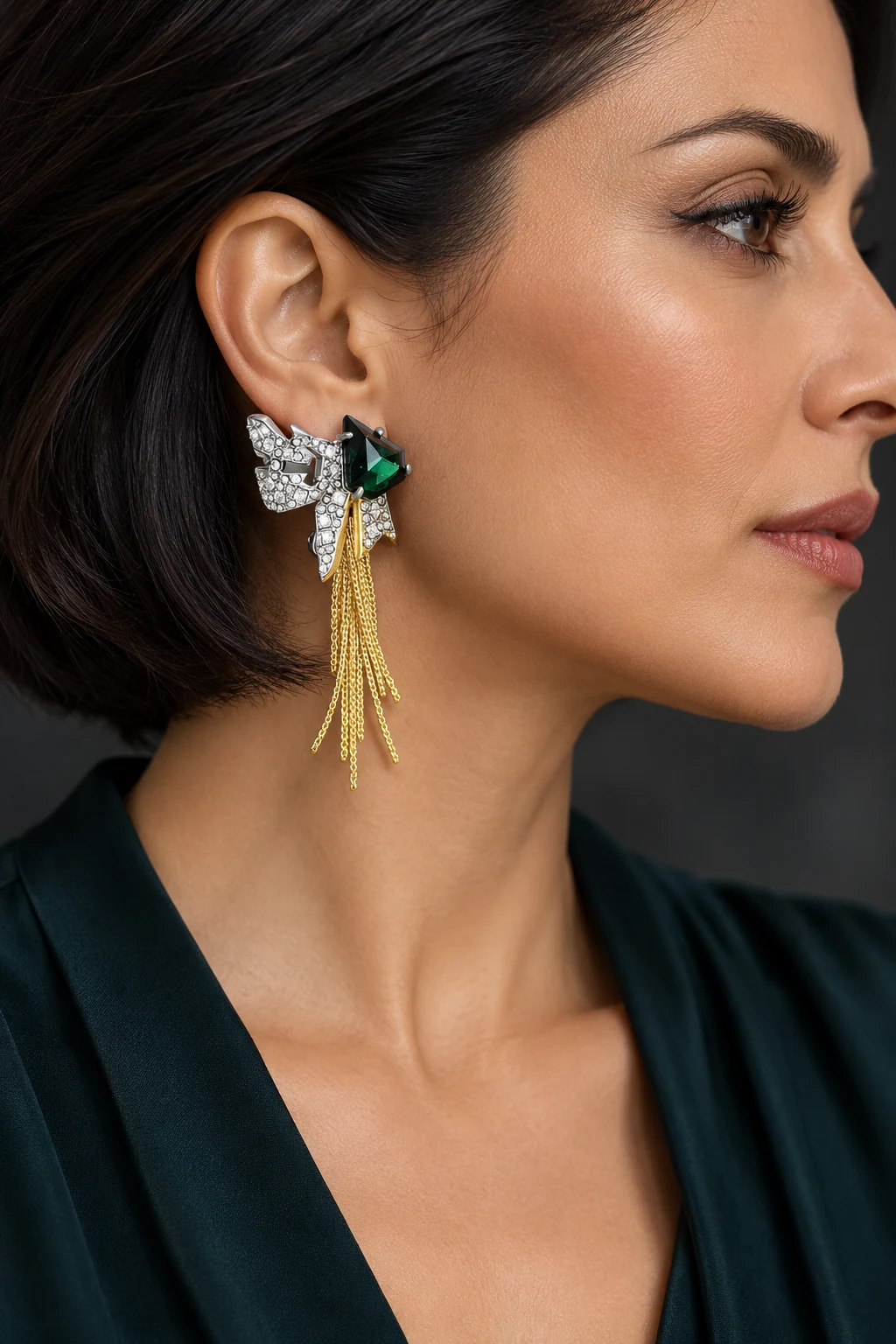 The Pénélope Arabesque Earrings worn on a model — AI-generated styling preview