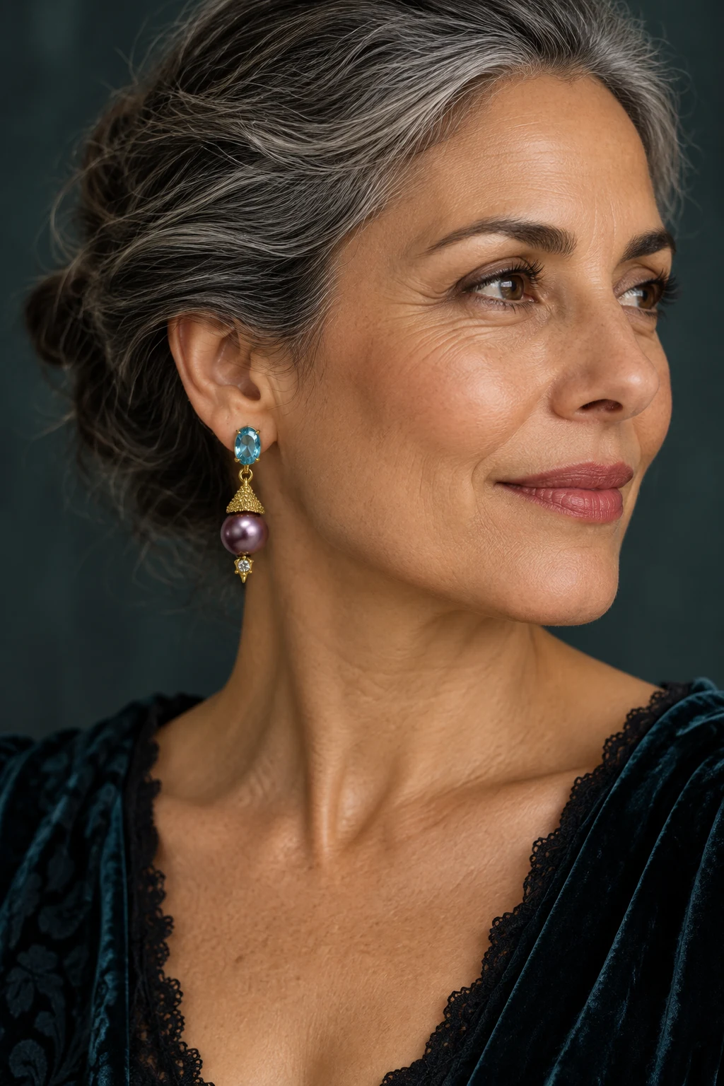 The Fabienne Jardin Earrings worn on a model — AI-generated styling preview