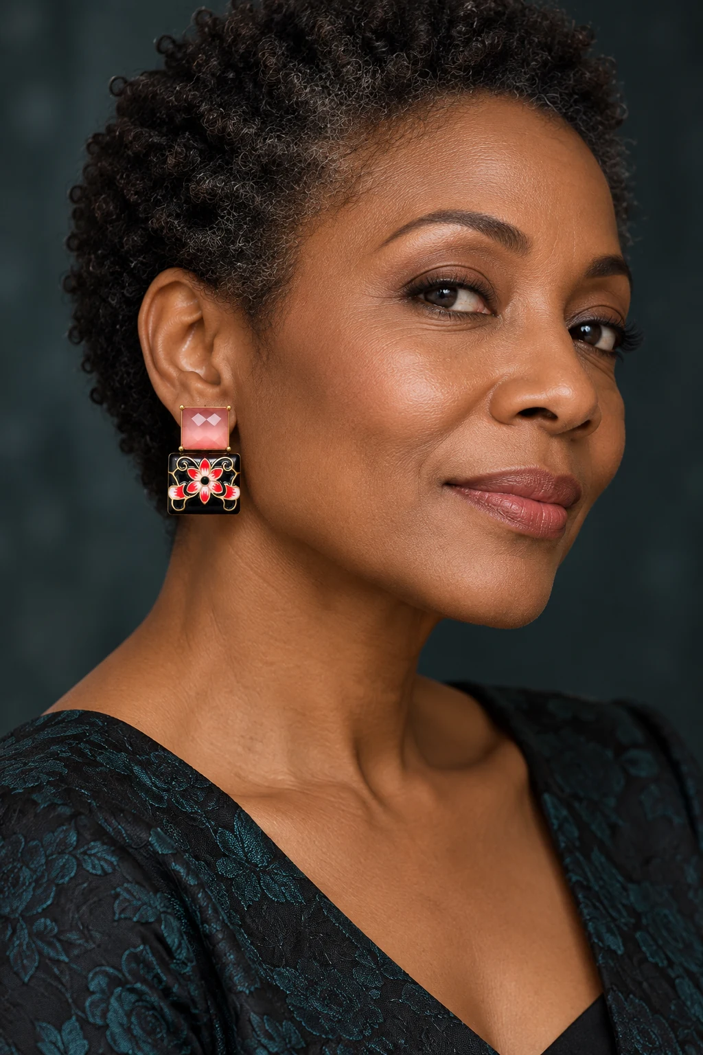 The Philomène Éclat Earrings worn on a model — AI-generated styling preview
