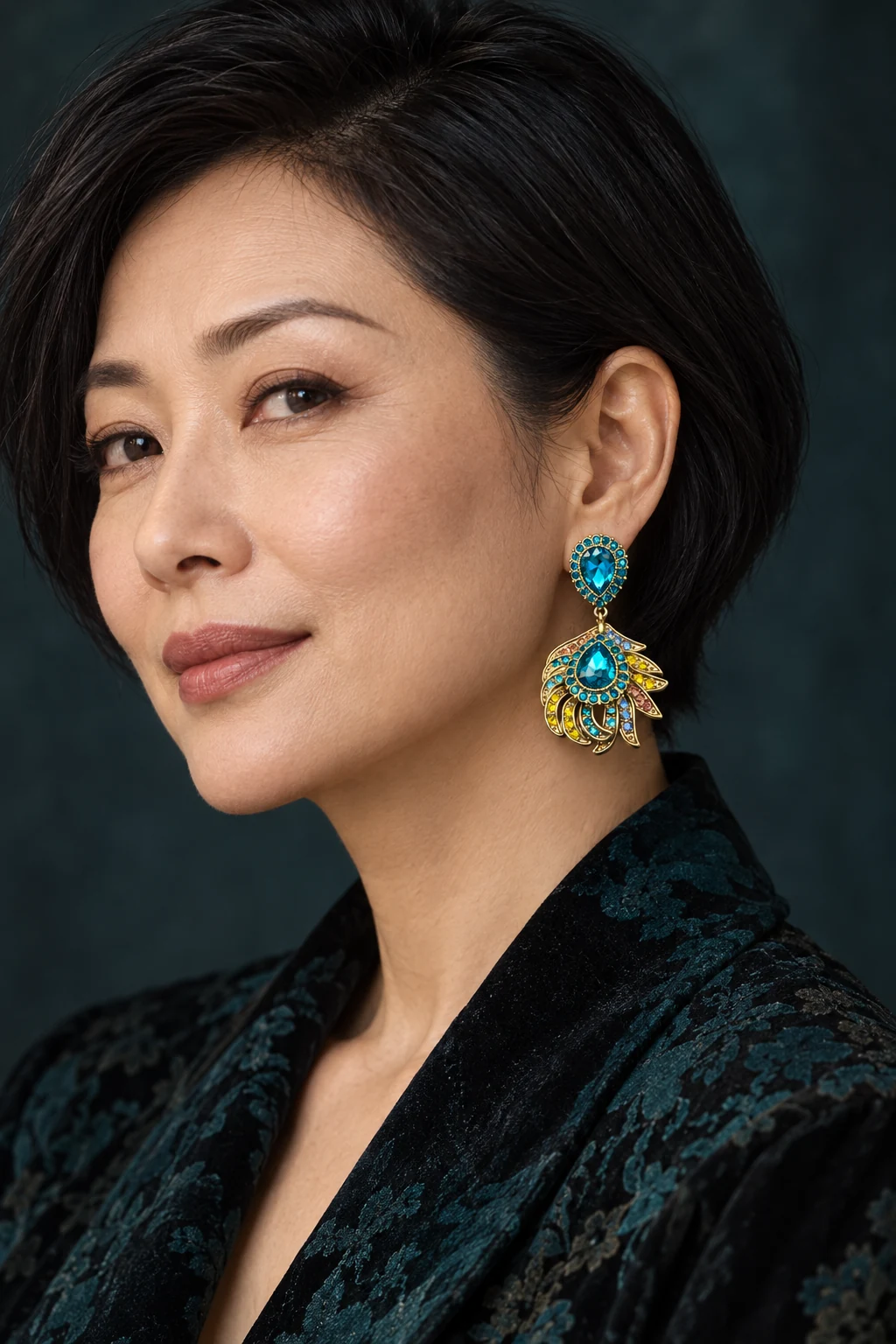 The Fleur Serenade Earrings worn on a model — AI-generated styling preview