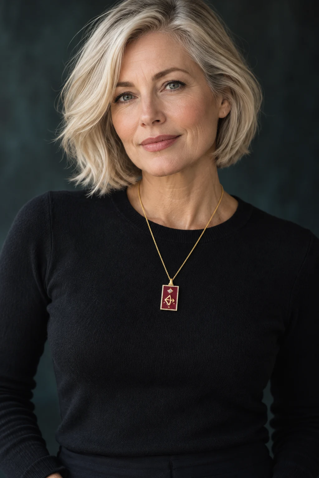 The Salomé Sonnet Necklace worn on a model — AI-generated styling preview