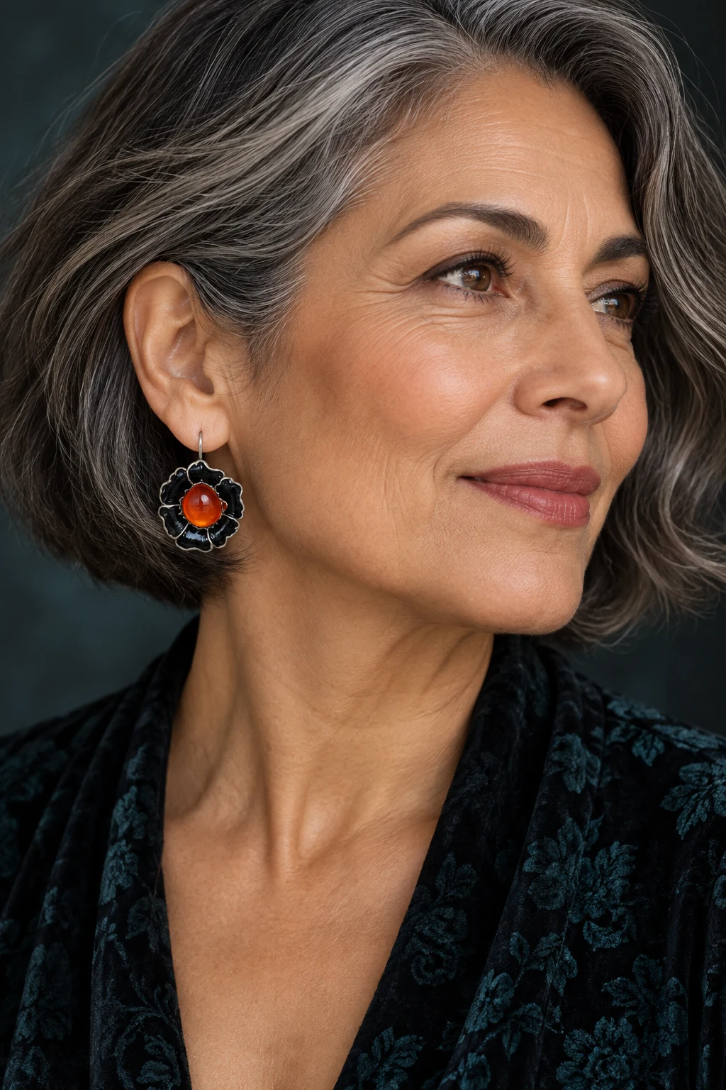 The Angélique Poème Earrings worn on a model — AI-generated styling preview