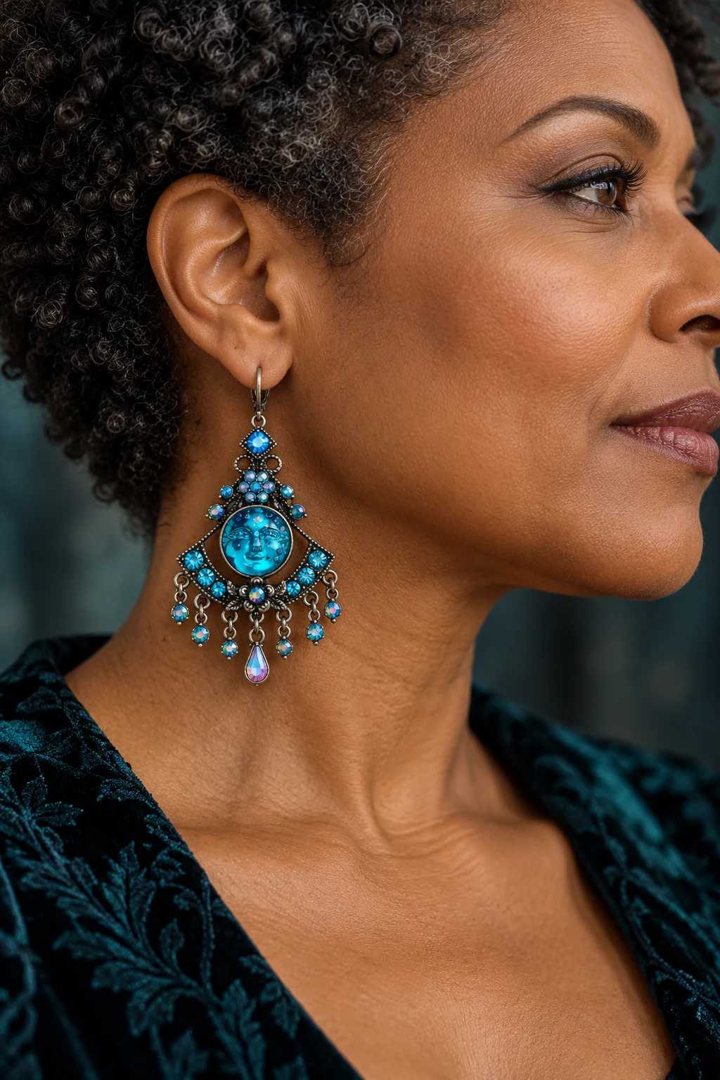 The Anastasie Waltz Earrings worn on a model — AI-generated styling preview