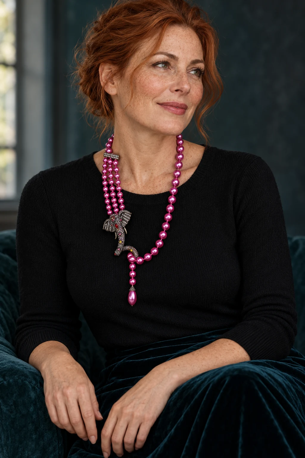 The Anastasie Fable Necklace worn on a model — AI-generated styling preview