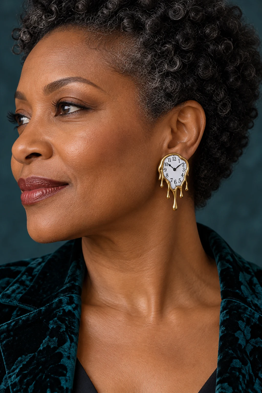 The Iris Poème Earrings worn on a model — AI-generated styling preview