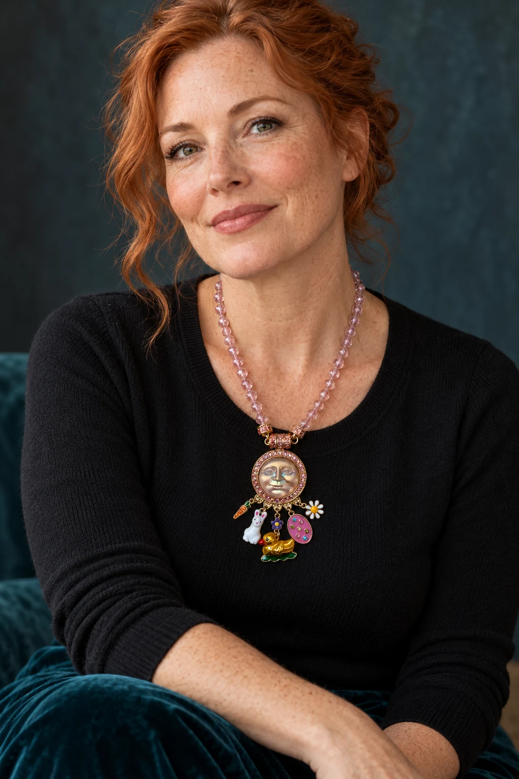 The Francine Romance Necklace worn on a model — AI-generated styling preview