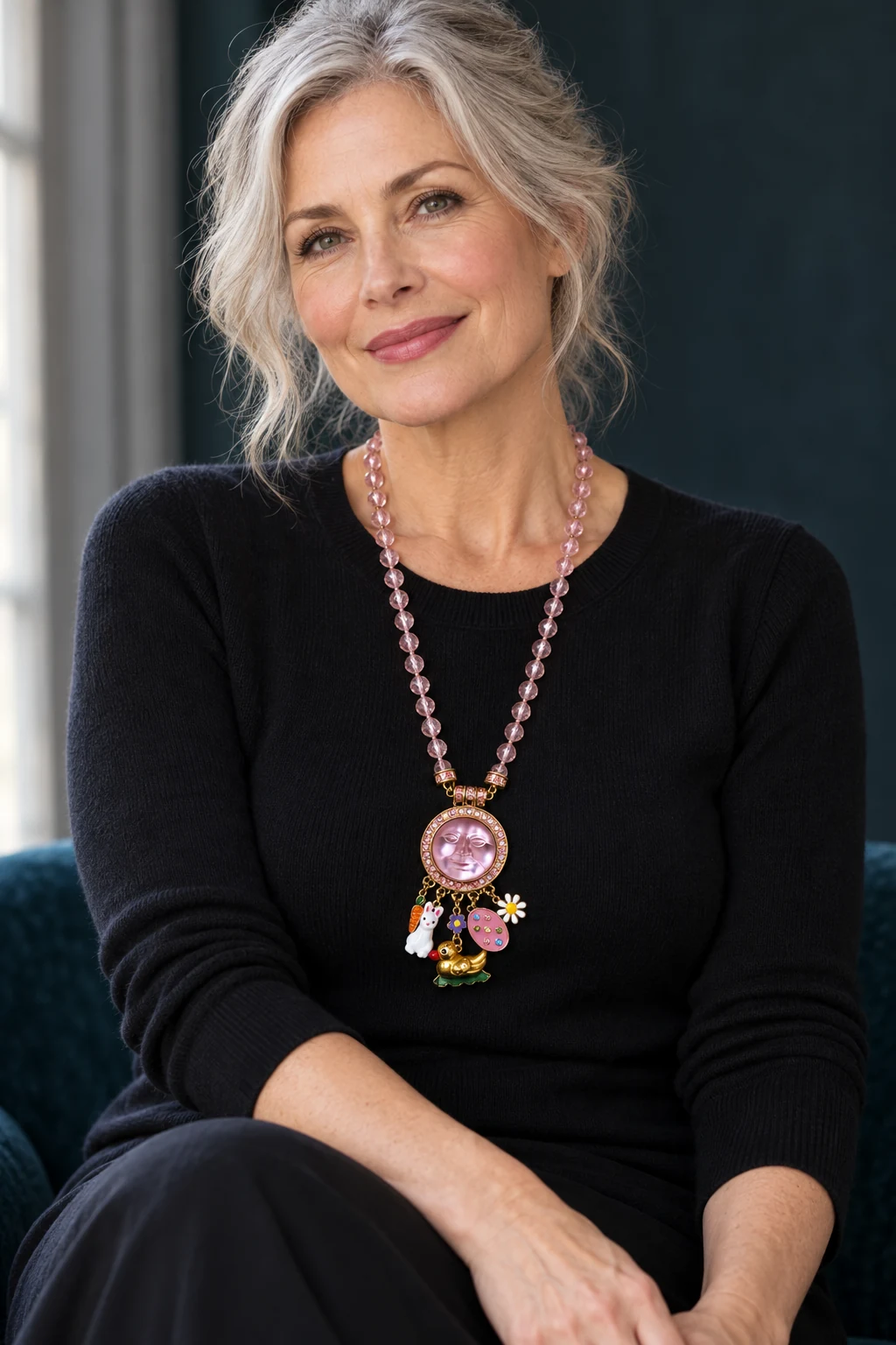 The Belle Arabesque Necklace worn on a model — AI-generated styling preview