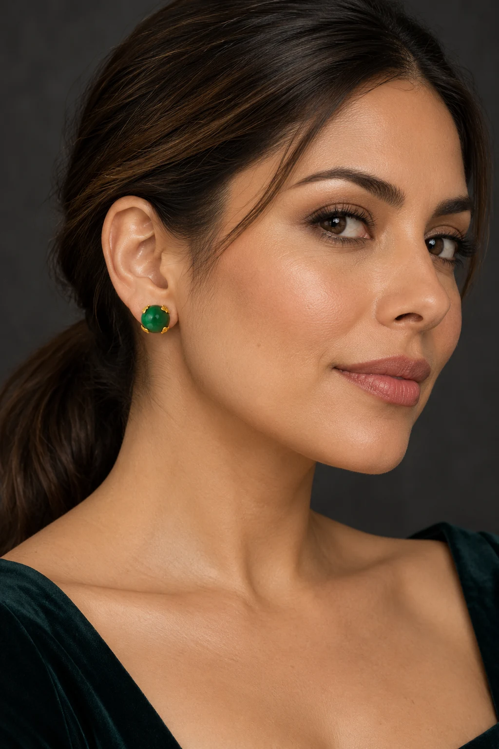 The Odette Sonnet Earrings worn on a model — AI-generated styling preview