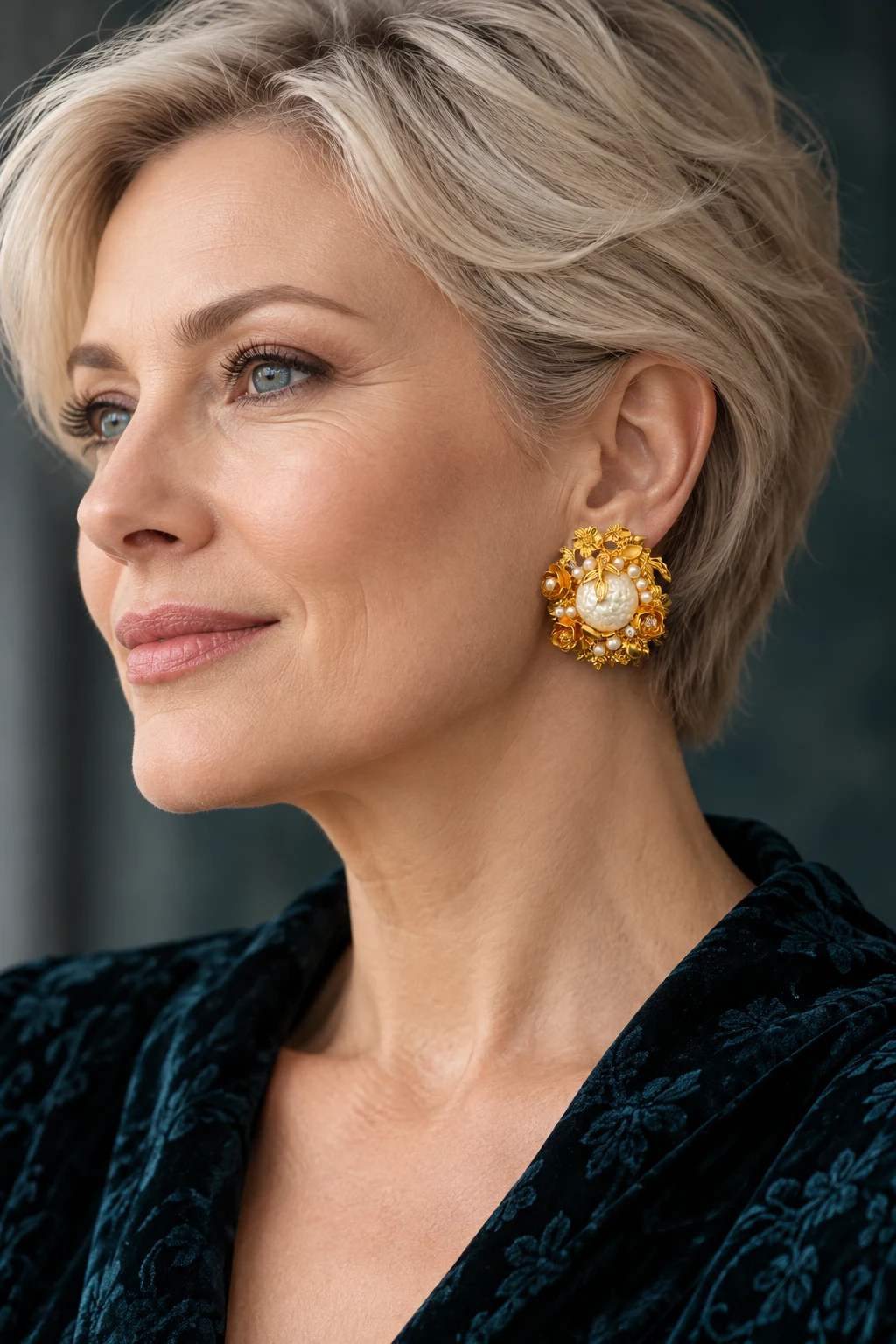 The Adeline Rhapsody Earrings worn on a model — AI-generated styling preview