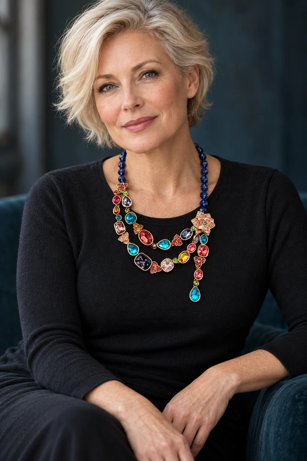 The Lucienne Fleur Necklace worn on a model — AI-generated styling preview
