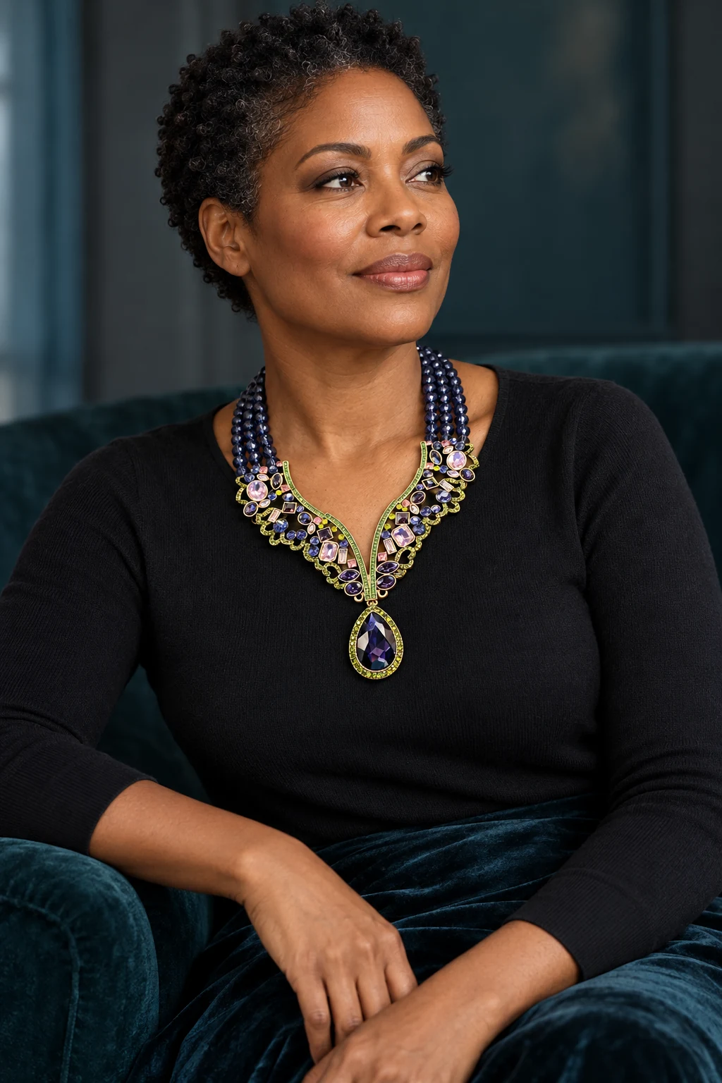 The Anouk Jardin Necklace worn on a model — AI-generated styling preview