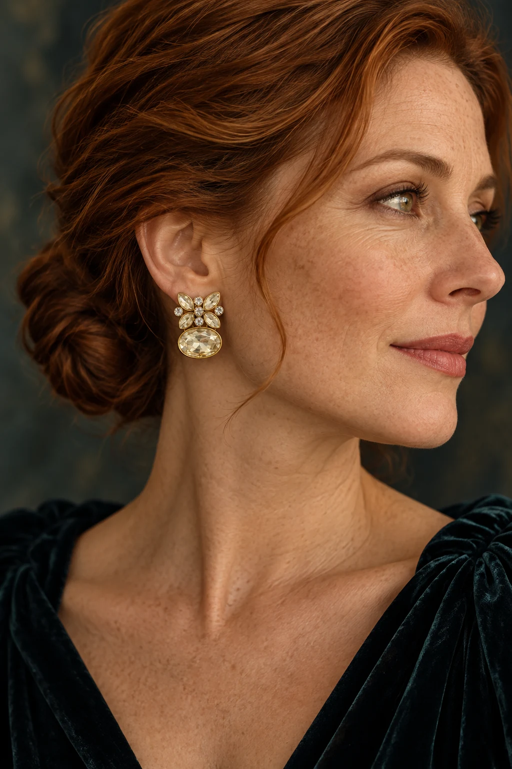 The Isabelle Waltz Earrings worn on a model — AI-generated styling preview