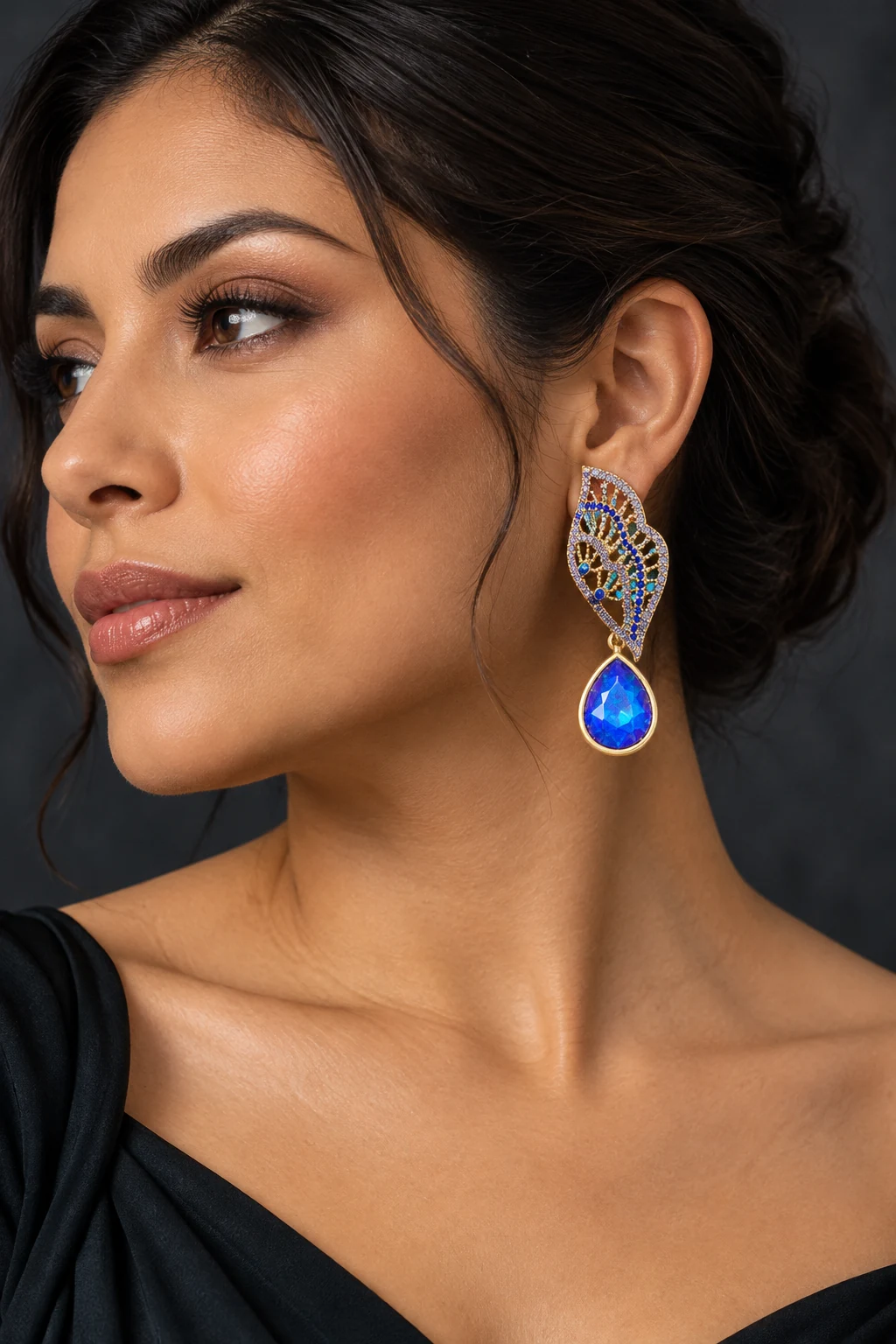 The Nadine Poème Earrings worn on a model — AI-generated styling preview