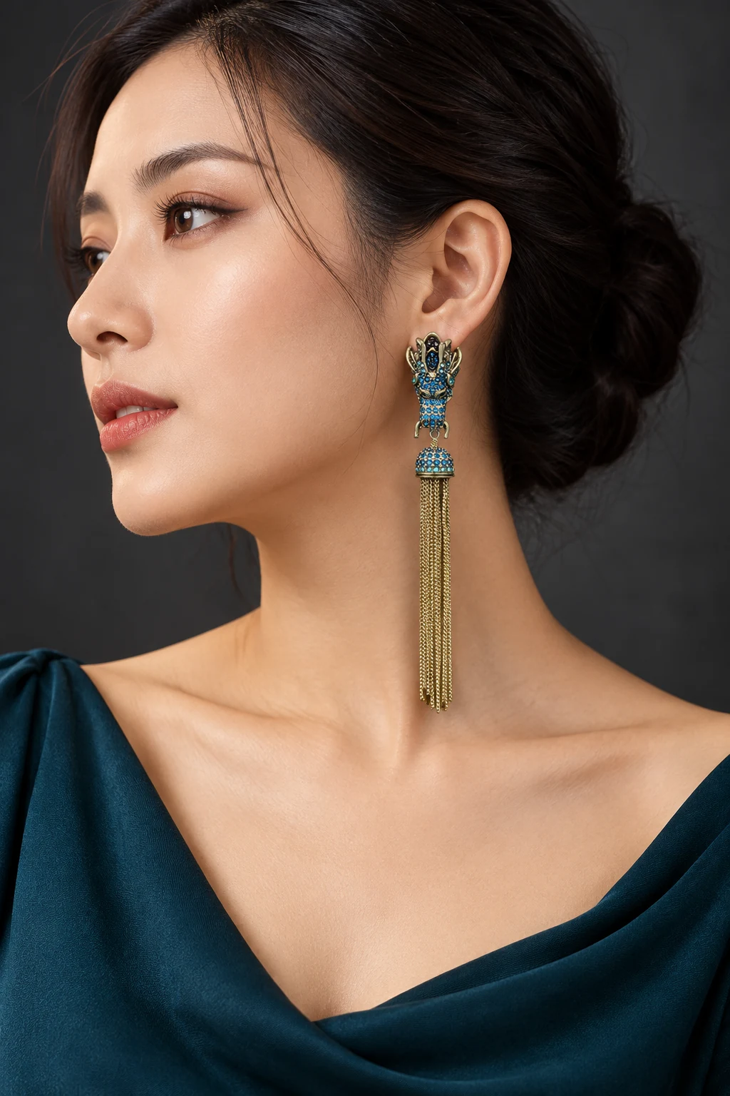 The Clémence Waltz Earrings worn on a model — AI-generated styling preview