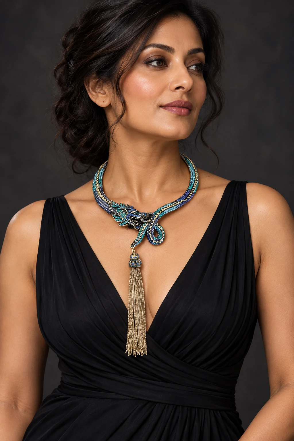 The Clémence Waltz Necklace worn on a model — AI-generated styling preview