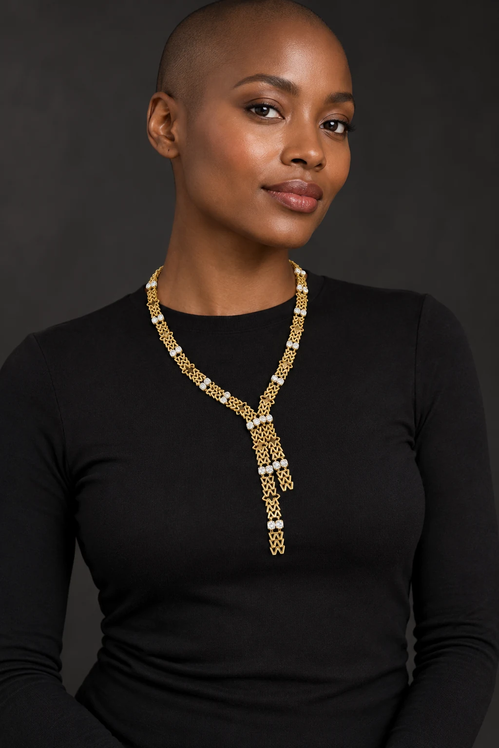 The Arielle Serenade Necklace worn on a model — AI-generated styling preview