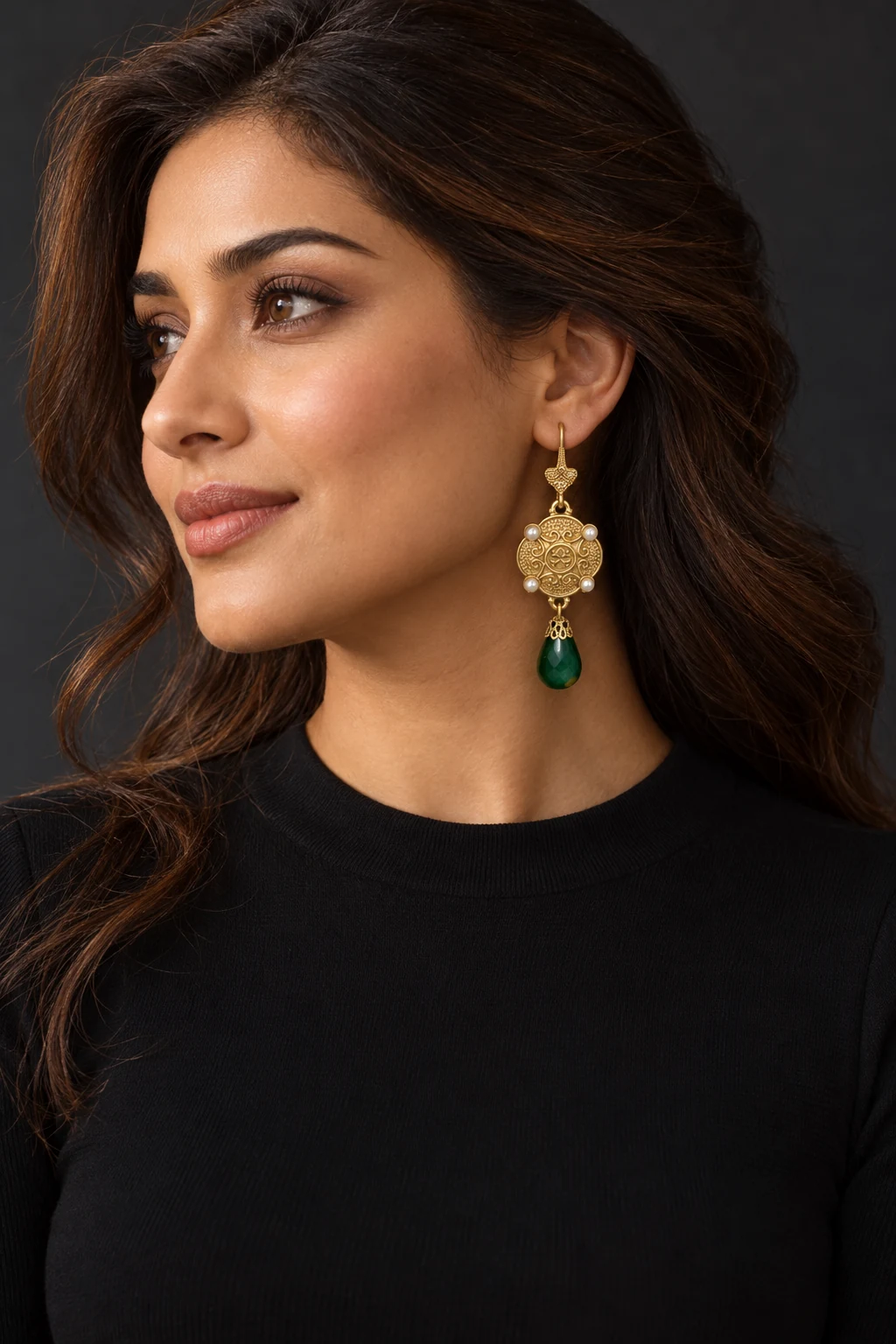 The Blanche Sonata Earrings worn on a model — AI-generated styling preview