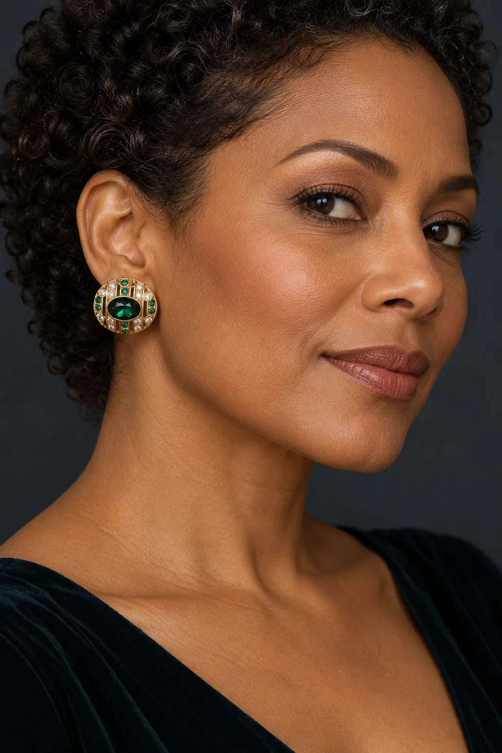 The Mirabelle Nocturne Earrings worn on a model — AI-generated styling preview