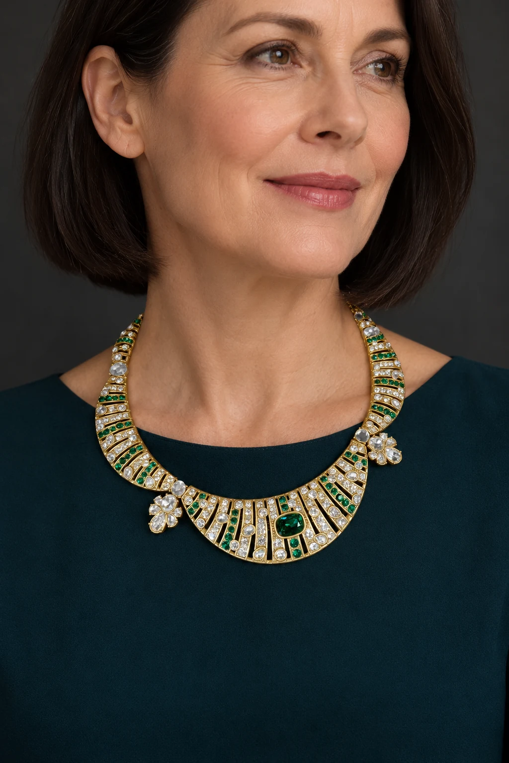 The Mirabelle Nocturne Necklace worn on a model — AI-generated styling preview