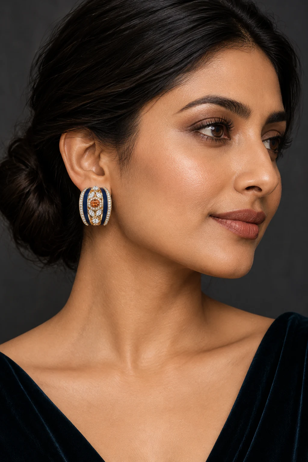 The Chloé Poème Earrings worn on a model — AI-generated styling preview