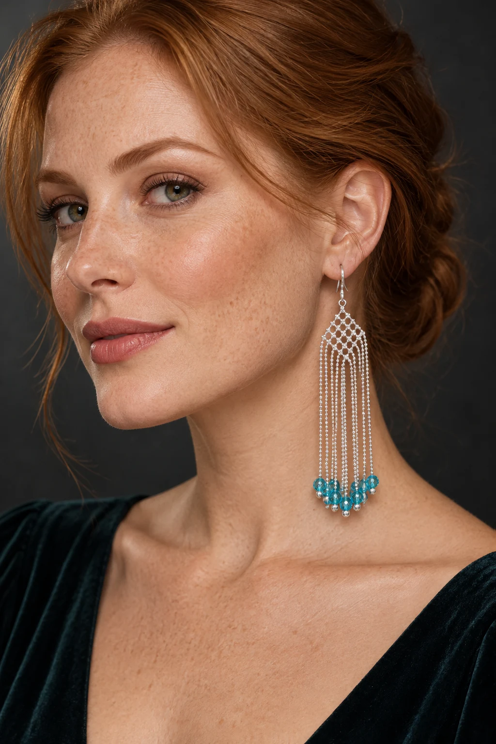 The Flora Éclat Earrings worn on a model — AI-generated styling preview