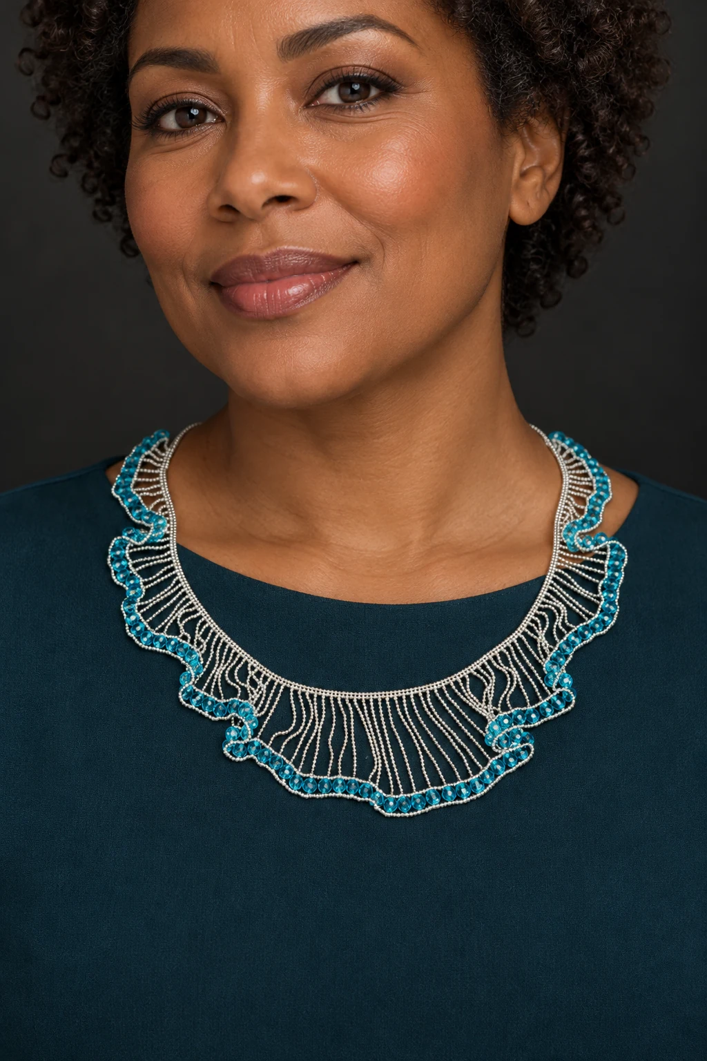 The Flora Éclat Necklace worn on a model — AI-generated styling preview