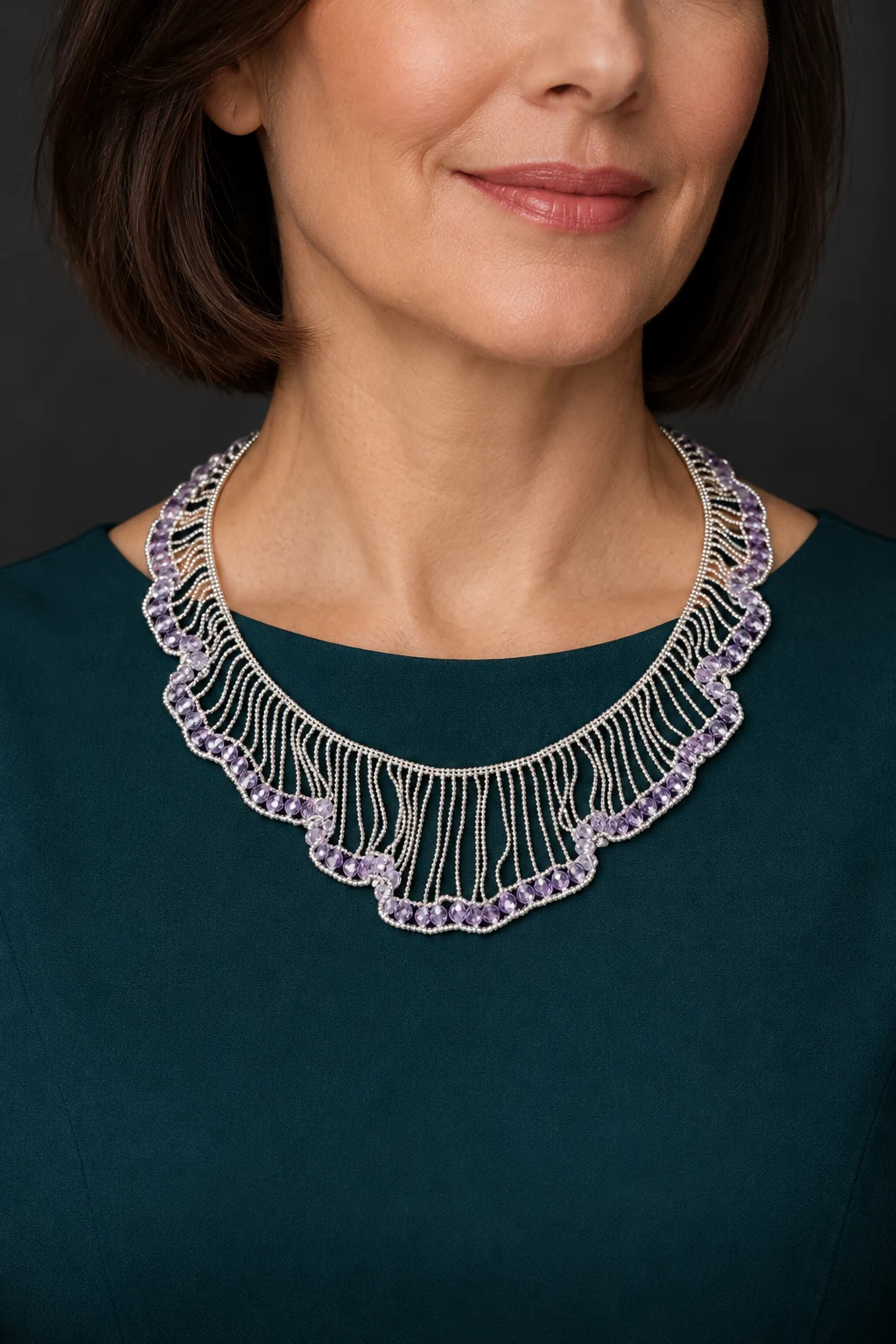 The Flora Éclat Necklace worn on a model — AI-generated styling preview