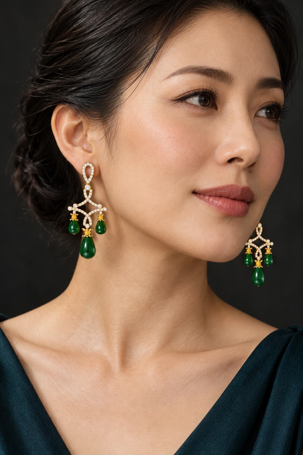 The Monique Fleur Earrings worn on a model — AI-generated styling preview