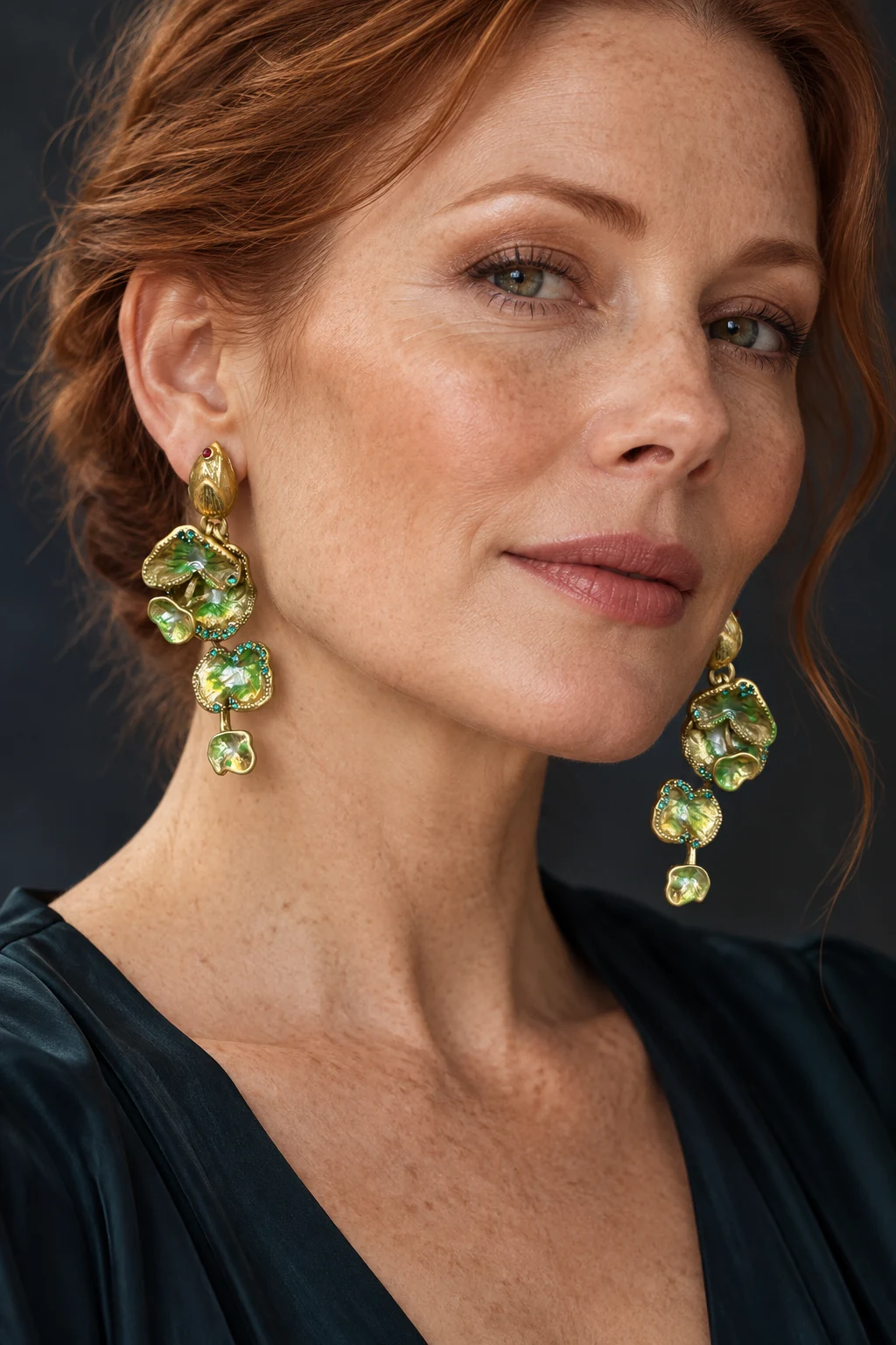 The Estelle Muse Earrings worn on a model — AI-generated styling preview