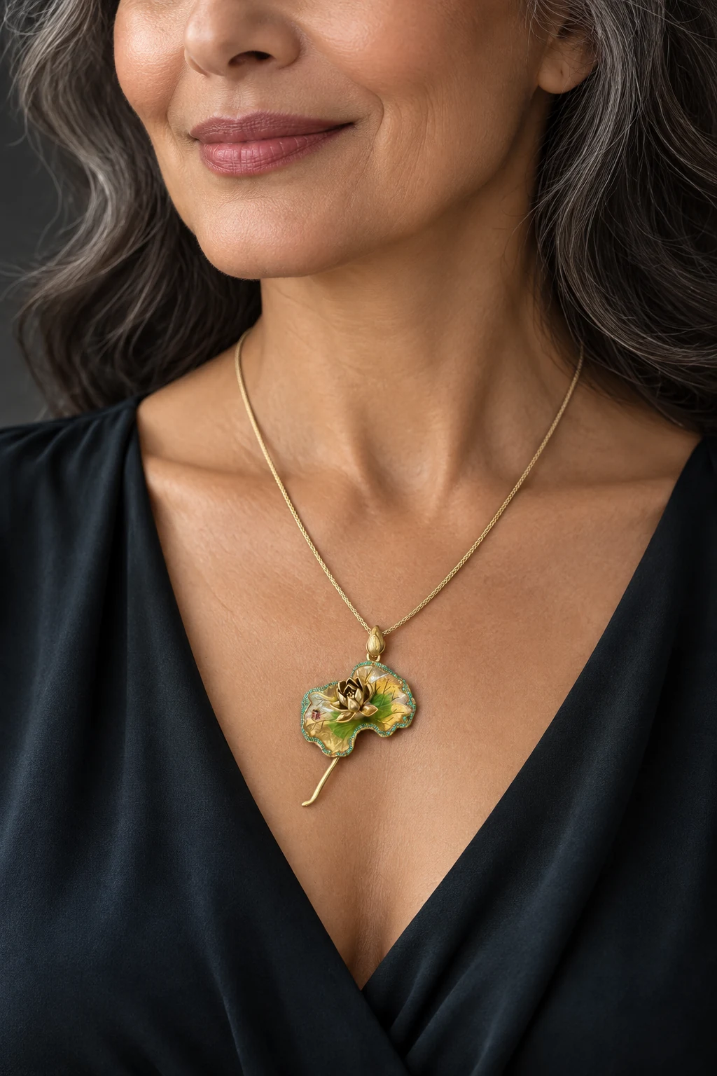 The Estelle Muse Necklace worn on a model — AI-generated styling preview